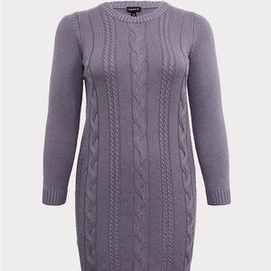 Torrid, grey cable sweater-knit body con dress